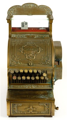 Lot 62 - Cash Register. An early 20th century American brass national cash register