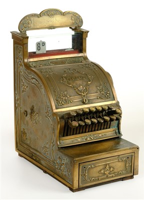 Lot 62 - Cash Register. An early 20th century American brass national cash register