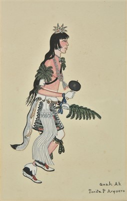 Lot 350 - Arquero (Tonita Pena, Quah Ah, 1893-1949). Portrait of a dancing American Indian