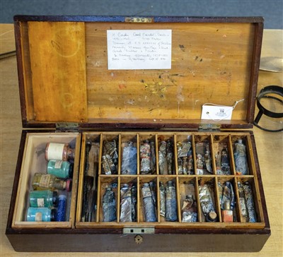 Lot 58 - Artist paint box. An early 20th century coach painter's artist box with paints
