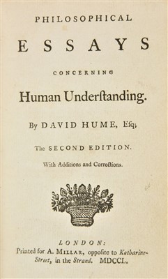 Lot 358 - Hume (David). Philosophical Essays Concerning Human Understanding, 1750