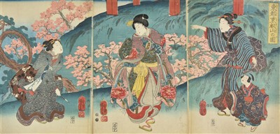 Lot 214 - Kuniyoshi (Utagawa, 1797/98-1861), Kunisada (Toyokuni III, 1786-1865). Woodblock prints