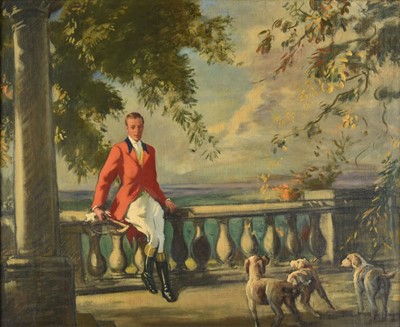 Lot 327 - Barnes (Archibald George, 1887-1972). Huntsman and Hounds on a Veranda, circa 1920s