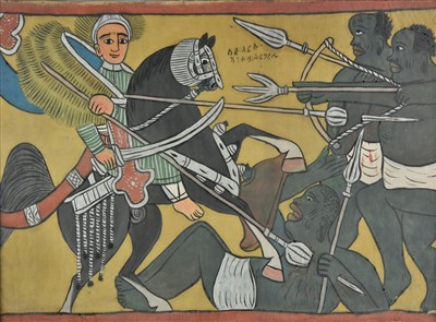 Lot 210 - Ethiopian School. St. George and Warriors, 20th century