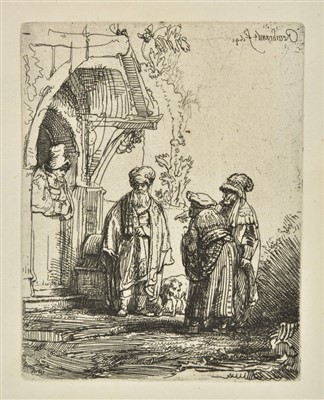 Lot 202 - Rembrandt (Harmensz. van Rijn, 1606-1669). Three Oriental Figures (Jacob & Laban), 1641