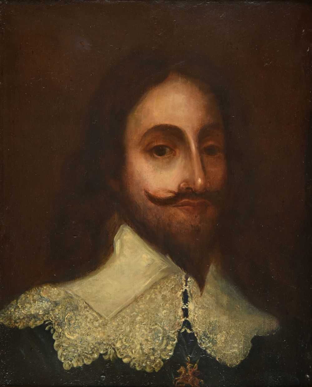 Lot 229 - English School. Head-and-shoulders portrait of King Charles I, late 17th century