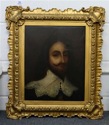 Lot 229 - English School. Head-and-shoulders portrait of King Charles I, late 17th century