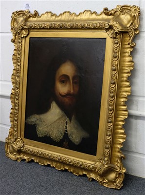 Lot 229 - English School. Head-and-shoulders portrait of King Charles I, late 17th century