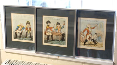 Lot 171 - Military caricatures. A mixed group of ten caricatures, mostly early 19th century