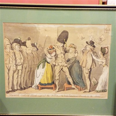 Lot 170 - Military caricatures. A mixed collection of fourteen caricatures, mostly early 19th century