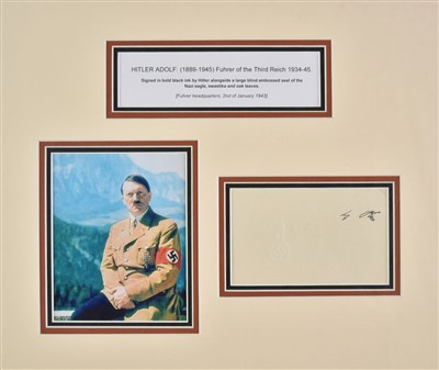 Lot 242 - Hitler (Adolf, 1889-1945). Autograph signature, 'Adolf Hitler', circa 1943