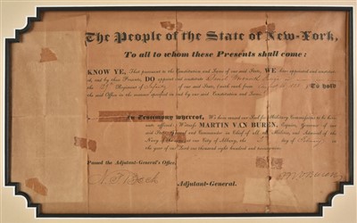 Lot 267 - Van Buren (Martin, 1782-1862). Signed military commission, 'M.V. Buren', Albany, 2 February 1829