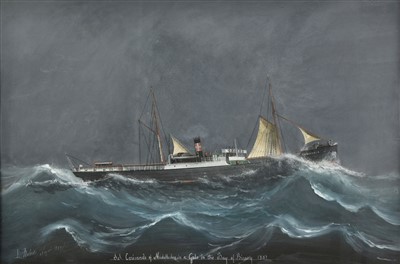Lot 218 - Roberto (Luigi, 1845-1910). S.S. Corisande of Middlesbro in a Gale in the Bay of Biscay 1887