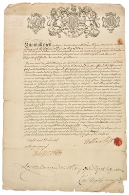 Lot 258 - Privateer Letter of Attorney. A pre-printed Admiralty document, 28 January 1758