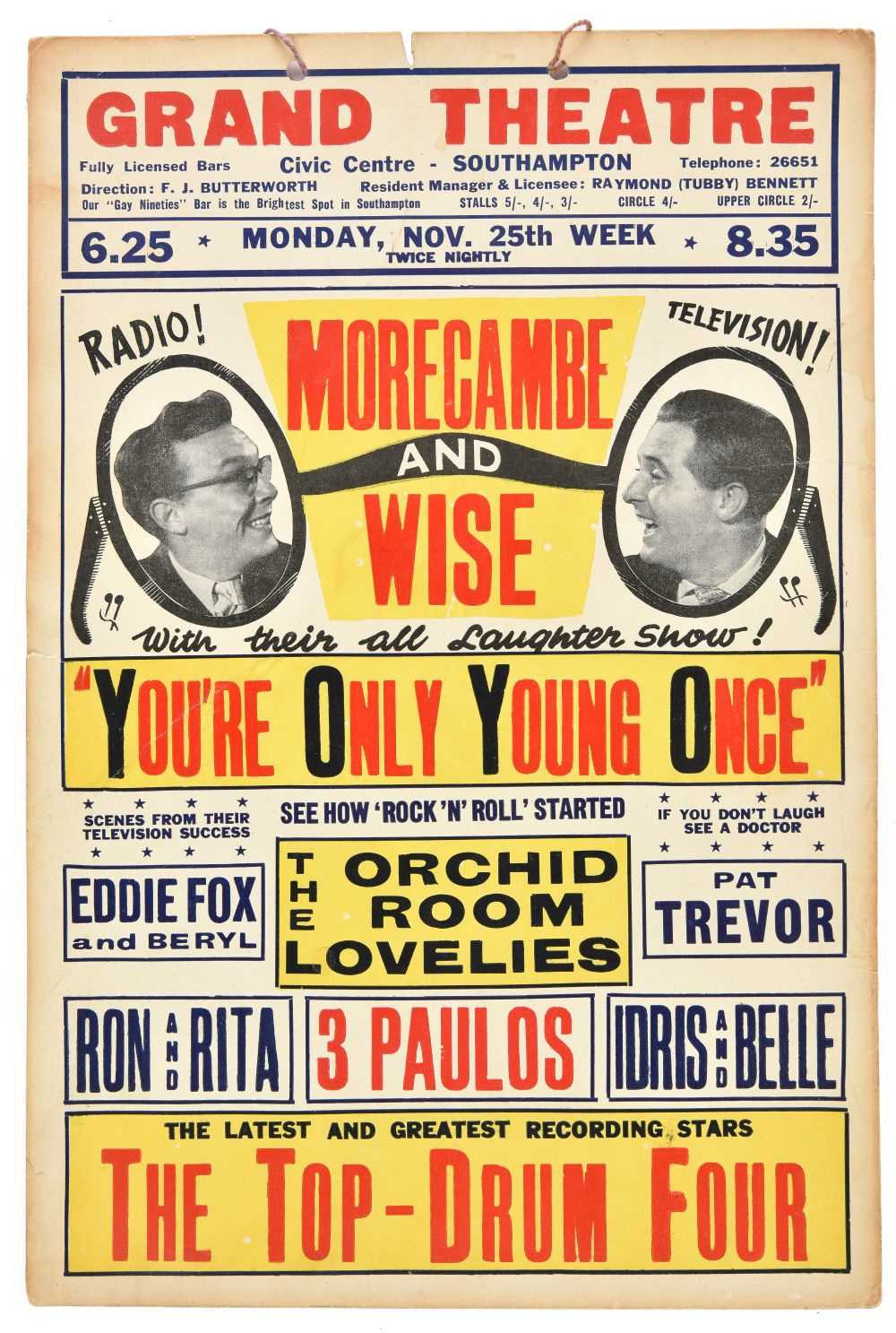 Lot 253 - Morecambe & Wise. A printed poster for