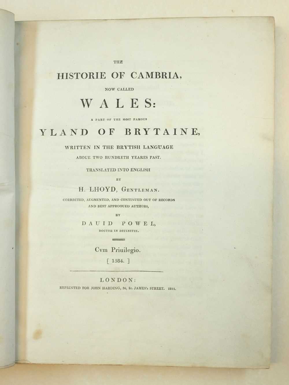 Lot 68 - Caradoc of Llancarfan (Saint). The Historiie of Cambria, now called Wales..., 1811