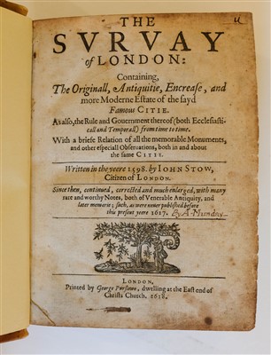 Lot 105 - Stow (John). The Survay of London, 1618