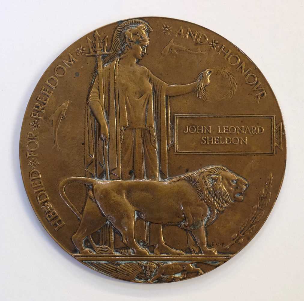 Lot 231 - WWI. Bronze memorial plaque. (John Sheldon)