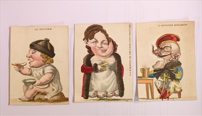 Lot 540 - Moveable cards. A set of French caricature cards, circa 1820s-30s