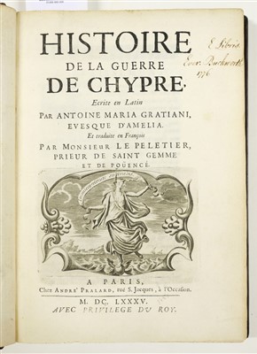 Lot 27 - Graziani (Antonio Maria). Histoire de la guerre de Chypre, 1st edition in French, 1685