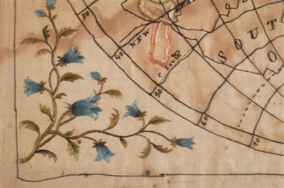 Lot 153 - Embroidered map. The Americas, circa 1810