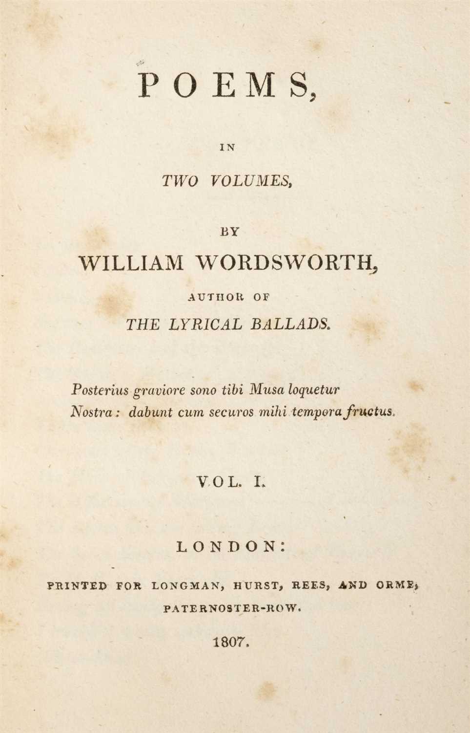 Lot 231 - Wordsworth (William). Poems, in Two Volumes,