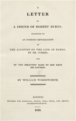 Lot 230 - Wordsworth (William). A Letter to a Friend of Robert Burns, 1st edition, 1816