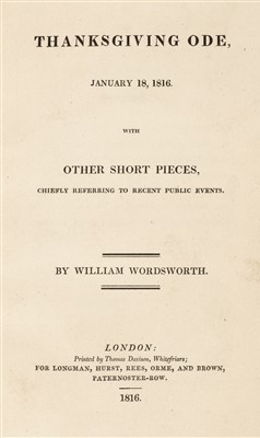 Lot 232 - Wordsworth (William). Thanksgiving Ode, January 18, 1816, 1st edition, 1816