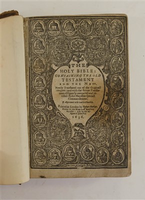 Lot 250 - Bible [English]. Holy Bible: Containing the Old Testament and the New, London: Robert Barker, 1636