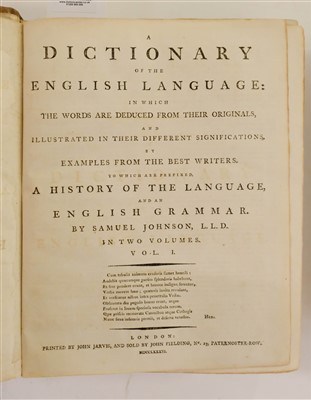 Lot 220 - Johnson (Samuel). A Dictionary of the English Language, 2 volumes, 1786