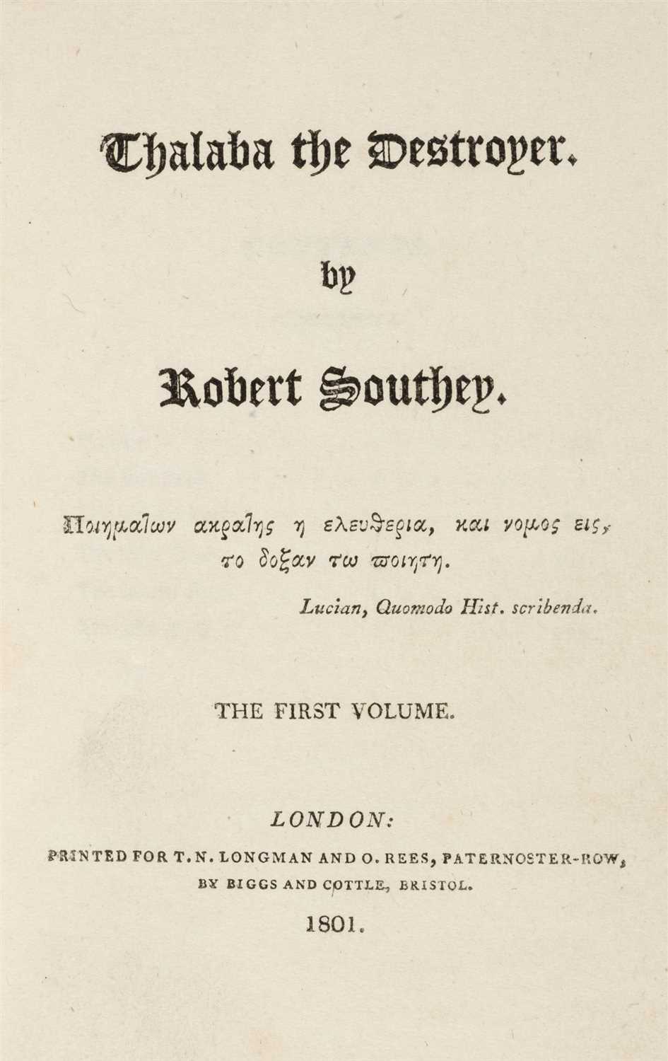 Lot 225 - Southey (Robert). Poems, 2nd edition, Bristol, 1797