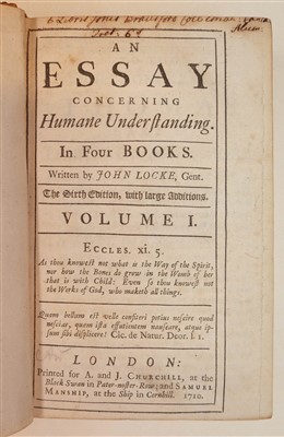 Lot 118 - Locke (John). An Essay concerning Humane Understanding, 6th edition, 1710