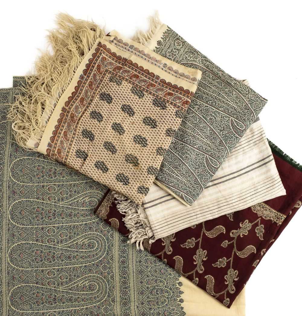Lot 195 - Shawls. A large woven kirking shawl, circa 1840s-1850s