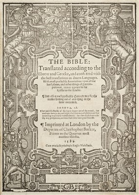 Lot 235 - Bible [English]. The Bible..., London: Deputies of Christopher Barker, 1589