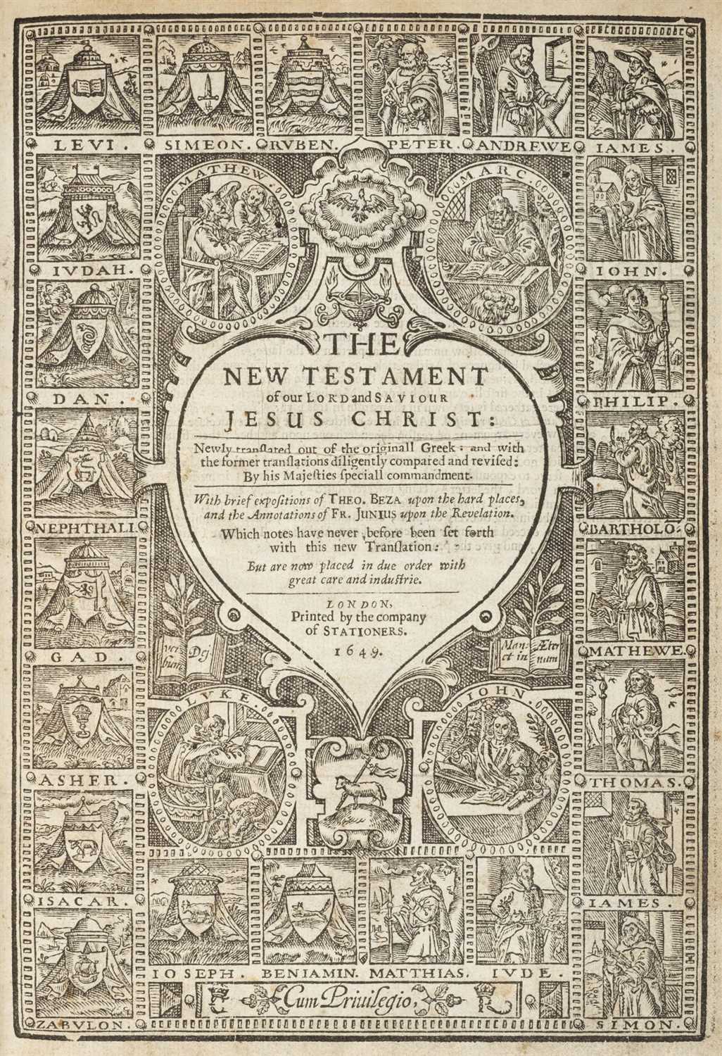 Lot 253 - Bible [English]. [The Holy Bible..., London: Company of Stationers, 1649]