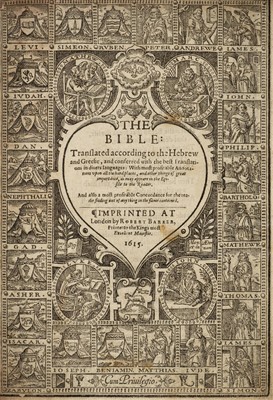 Lot 244 - Bible [English]. The Bible, London: Robert Barker, 1615
