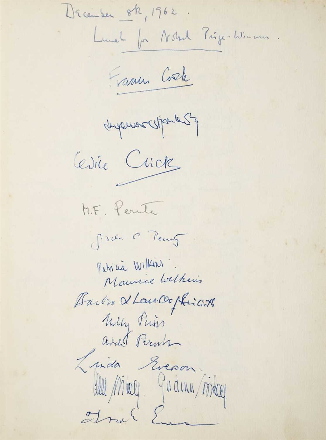 Lot 257 - Nobel Prize 1962. Crick (Francis, 1916-2004 & Wilkins, Maurice, 1916-2004)