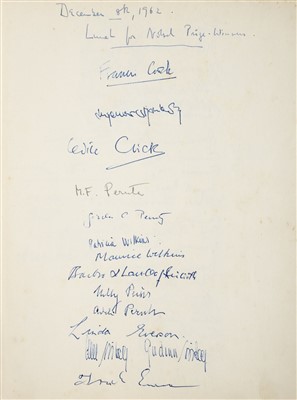 Lot 257 - Nobel Prize 1962. Crick (Francis, 1916-2004 & Wilkins, Maurice, 1916-2004)