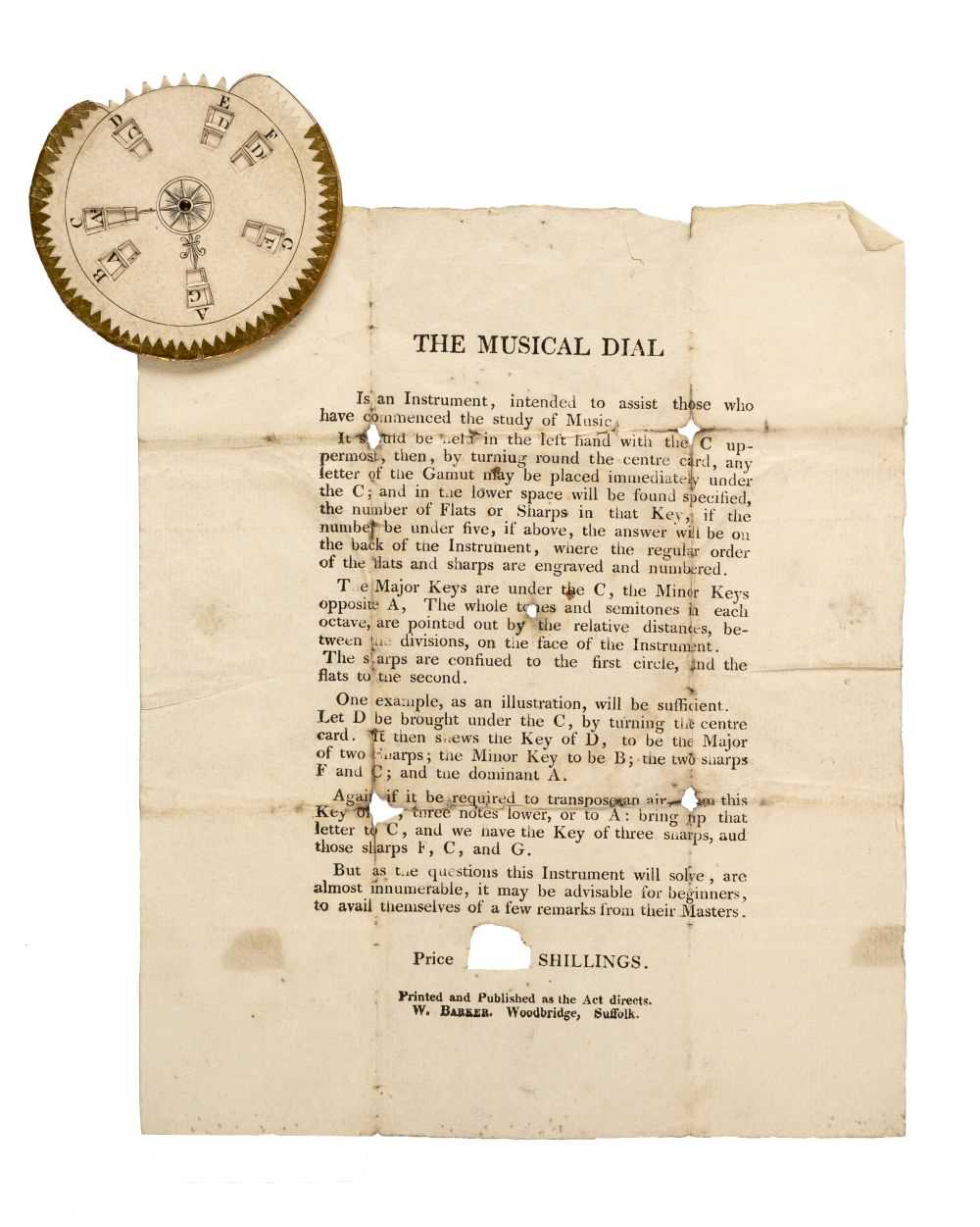 Lot 551 - Educational Aide. The Musical Dial, Woodbridge, Suffolk: W. Barker, early 19th century