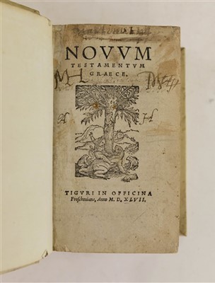 Lot 268 - New Testament [Greek]. Novum Testamentum Graece, Zurich, 1547