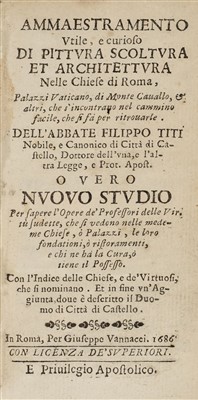 Lot 391 - Titi (Filippo). Ammaestramento utile, e curioso di pittura scoltura et architettura, Rome, 1686