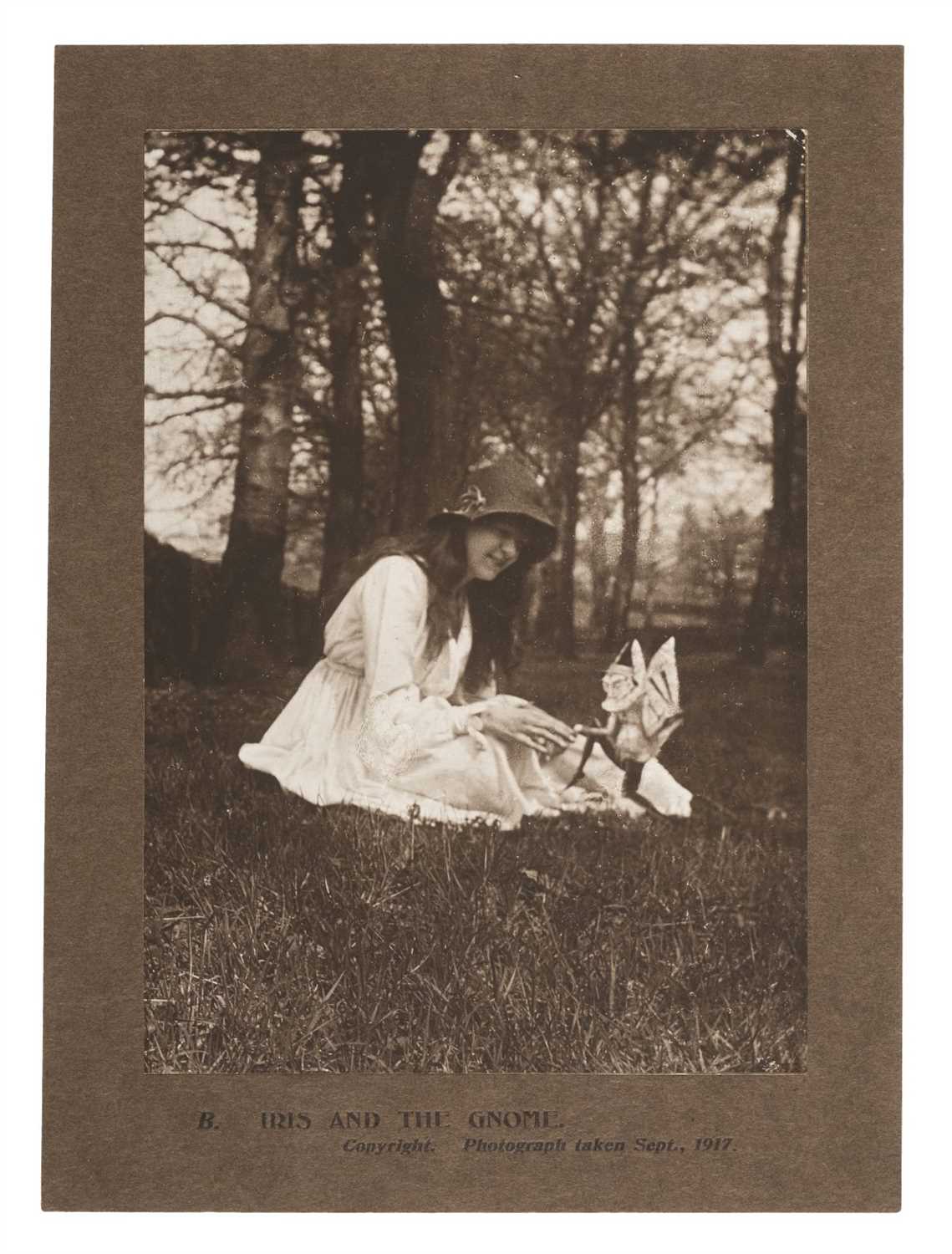 Lot 237 - Cottingley Fairies. Iris and the Gnome, photograph of Elsie Wright, 1917
