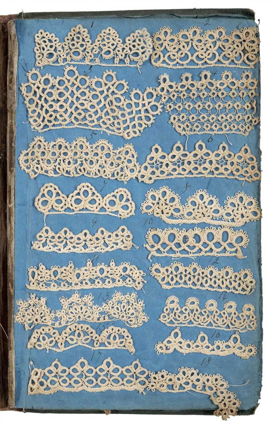 Lot 187 - Sample book. Book of tatted lace samples, circa 1867
