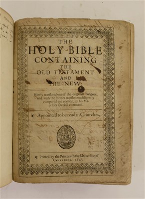 Lot 249 - Bible [English]. The Holy Bible, London: Robert Barker and Assignes of John Bill, 1634