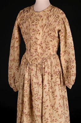 Lot 147 - Dress. A printed cotton day dress, circa 1840s