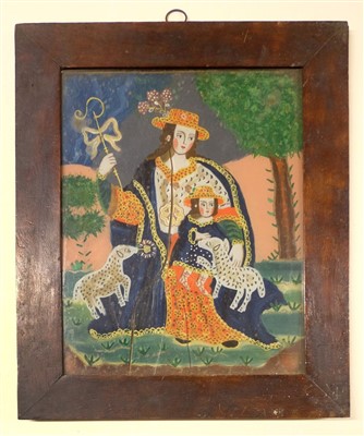 Lot 17a - Glass Painting. La Divina Pastora, late 18th/early 19th century