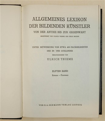 Lot 155 - Thieme (Ulrich, & Felix Becker). Allgemeines Lexikon der Bildenden Kunstler, 37 volumes, 1954
