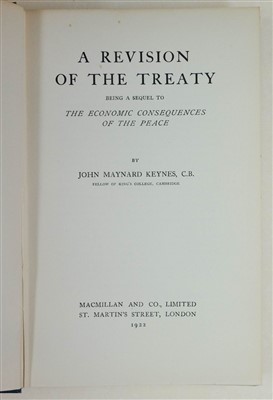 Lot 182 - Keynes (John Maynard). The Economic Consequences of the Peace, 1st edition, 1919