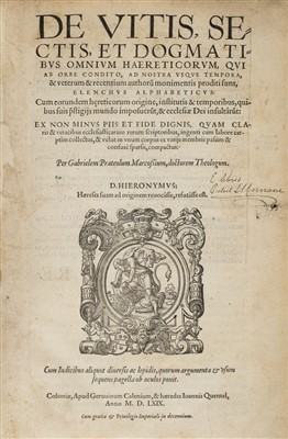 Lot 166 - Du Preau (Gabriel). De Vitis Sectis et Dogmatibus, 1569