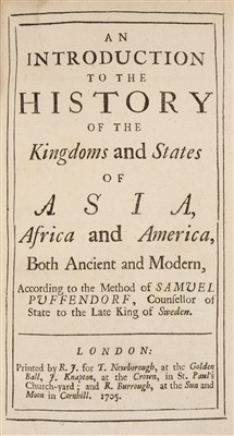 Lot 167 - Puffendorf (Samuel). An Introduction to the History of the Kingdoms and States of Asia..., 1705